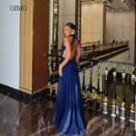OIMG Bodycon Royal Blue Halter Mermaid Prom Gowns Open Back Party Gown Floor Length Evening Dress vestido de gala Customized (New)