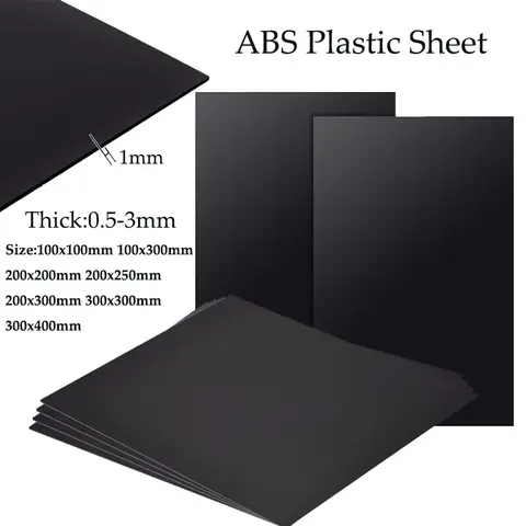 Sb7cb8b77537943f5843bc7a0a998bea5B_480x480q75 1-5pcs black abs plastic plate model sheet DIY model material material parts thickness 0.5mm/1mm/1.5mm/2mm/3mm/4mm/5mm (New) - Image 1