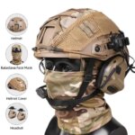 Tactical Helmet with Headset Adjustable Airsoft Helmet with Helmet Cover & Fcae Balaclava Mask for Cosplay Tactical Hunting Gear (New)