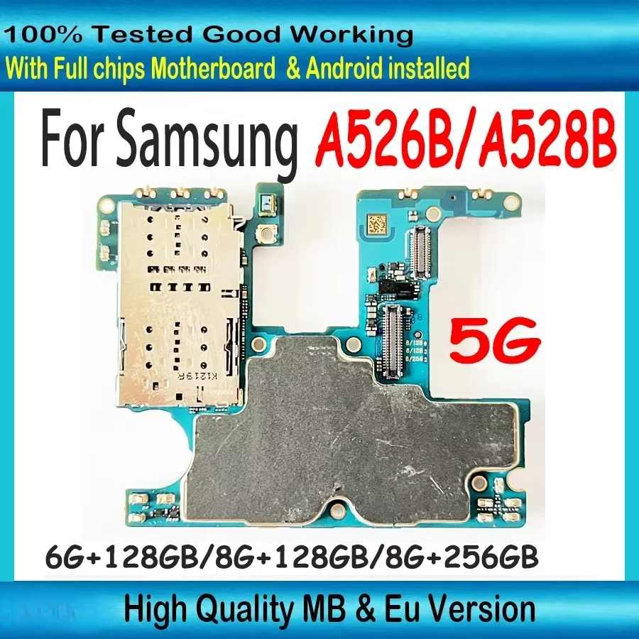 5G Full Working For Samsung Galaxy A52 A526B Motherboard SM-A526B 256gb Mainboard 100% Logic Board With Android System 5G Full Working For Samsung Galaxy A52 A526B Motherboard SM-A526B 256gb Mainboard 100% Logic Board With Android System