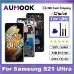 Super AMOLED Screen Samsung S21 Ultra 5G G998 G998U LCD Display Touch Screen Digitizer Samsung S21Ultra G998B LCD (New)