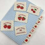 Cute Cartoon Tomato Strawberry Apple Cherry Bow Cotton Fabric Label for DIY Handmade Bag Sewing Accessories ，ready for ship (New)