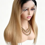 13x4 Lace Wig 1B 27 Ombre Honey Blonde Lace Frontal Wig Straight 100% Human Hair Pre Plucked Transparent Lace Closure Wig QBeaut (New)