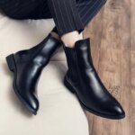 Luxury British Leather Pointed Toe Brand Chelsea Designer Boots Men Wedding Dress Formal Man Ankle Business Winter Elegant Shoes (New)