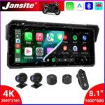 Jansite Portable 8.1 inch IP67 Waterproof Motorcycle 4K DVR GPS Navigation Wireless Carplay Android Auto Moto Recorder Monitor (New)