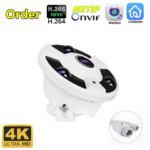8MP 4K Ultra HD Fisheye IP Camera 180 Degree Wide Angle Panoramic Security Camera POE Audio Network IP Video Surveillance System (New)