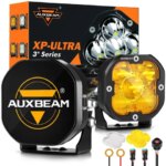 AUXBEAM 80W 9600LM 3 inch Offroad LED Pod Light Driving Fog Lamp Work Lamp 3500K Amber Combo & 6500K White Spot XP-ULTRA SERIES (New)