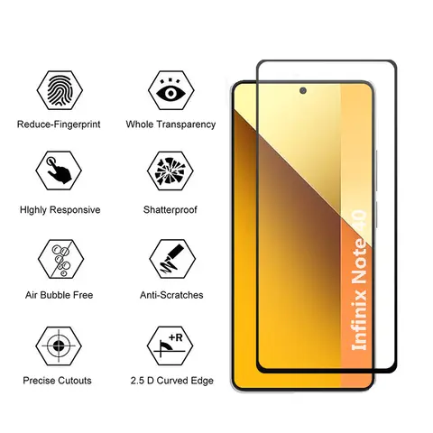 Sbf164607742c4616b316c2cb0122c94bt_480x480q75 3PCS Tempered Glass For Infinix Note 40 5G Screen Protector Film Infinix Note 40 Glass (New) - Image 1