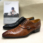Mens Handmade Italian Style Genuine Leather Dress Shoes Pointed Toe Python Pattern Wedding Oxford Business Shoes (New)