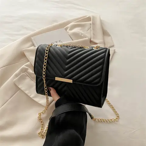 Sbfdf47baa68443efac6d14f8405868b7F_480x480q75 Fashion indentation shoulder bag simple chain 2024 summer new style this year popular retro commuter crossbody small square bag (New) - Image 1