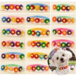 100PCS Cute Cat Necklaces Adjustable Dog Bowties Sunflower Shape Puppy Bow Ties Wholesale Pet Grooming Accessories For Dogs (New)