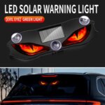 1Pc Solar Car Devils Eye Window Light LED Dynamic Mood Lamp Vehicle LED Dynamic Expression Warning Light No Wiring Needed (New)