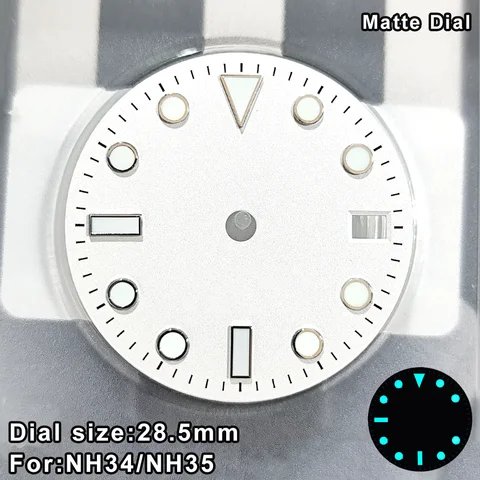 Sc08a9d5c003b439698211936d7a06258X_480x480 Customized Logo Dial Nh35 Dial Nh34 for NH35 Watch Dials 28.5mm BGW9 Blue Luminous Single Calendar Multi-color Watches Dial (New) - Image 1
