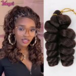 8“ Short French curl Bob Braids Crochet Box Braids Ombre Colored Synthetic Hair Extensions Brown Blonde Purple Crochet Hair (New)