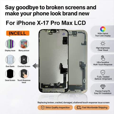 Sc1994e9f494841ac91a3d0d9d6d43924E_480x480 INCELL For iPhone X XR 11 XS Max LCD 16 12 Pro Display Digitizer 14 Plus Touch Screen 13 Mini For iPhone 17 Pro Max 14 15Pro LCD (New) - Image 1