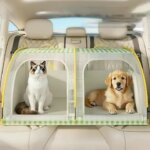 2 Pets Car Seat Kennel Ventilated Breathable Pet Travel Carrier Portable Dog Cat Bed Anti Hair Flying Design For Outdoor Travel (New)