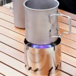 Mini Alcohol Stove Ultralight Titanium Liquid Spirit Alcohol Stove With Cross Stand & Windshield for Outdoor Camping Picnic (New)