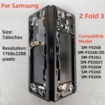76Inches AMOLED Samsung Z Fold 3 5G Internal LCD Display Main Screen With Frame F926B F926U Large LCD Screen Replacement (New)