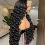 Loose Deep Wave Synthetic Soft 13X4X1 HD Lace Frontal Wig For Black Women Prepucked Baby Hair Bleach Knots Glueless Wig Wedding (New)
