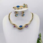 Luxury Choice Gold Color Women Jewelry Sets Necklace Earrings Bracelet Rings Sets Elegant Set Ethiopia Dubai Wedding Party Gifts (New)