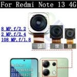 Rear Camera Module Flex Cable Xiaomi Redmi Note 13 4G Note13 Front Selfie Small Facing Main Back Camera Glass Lens (New)