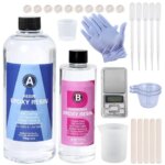 Epoxy Resin Kit Crystal Clear Easy Mixing AB Resin with Sticks Graduated Cups and Gloves for Jewelry Making DIY Art Crafts (New)