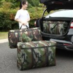 180L Camouflage Luggage Moving House Big Bag Thick Waterproof Oxford Cloth Moving Artifact Large Woven Storage Mens Travel Bags (New)