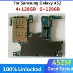 Good Tested For Samsung Galaxy A52 A525F Motherboard SM-A525F Mainboard Circuits Card Fee Flex Cable Plate With Android System (New)