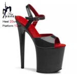 High-Heeled Pole Dance Shoes Platform High Heel Sandals For Woman Summer Ankle Strap 20CM Stiletto Nightclub Model Stage Shoes (New)