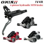 ONIRII/IIIPRO IV4R 4 Piston Hydraulic Disc Brake MTB AM DH Bike Brake 82/145cm CNC Mineral Oil for Mountain XC Climbing Bicycle (New)