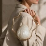 Women mini Acrylic egg bag cute pearl Evening Clutch Bag with gold frame for Wedding Party Luxury purse And Handbag Designer (New)