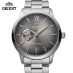 Luxury Orient Skeleton Automatic Wristwatch for Men Stainless Steel Band Blue Dial Formal Waterproof Mechanical Dress Watch (New)