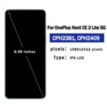 IPS LCD OnePlus Nord CE 2 Lite 5G LCD Display Touch Screen Digitizer CPH2381 CPH2409 With Frame LCD Screen Replace (New)