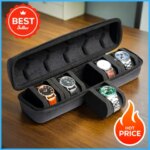 1PC 5-Slot Watch Case | Hard Shell Travel Organizer With Pillow Insert - Gift Ready (Black)Suitable Smart Watch Storage (New)