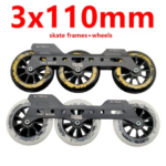 Speed skate frame 3x110mm mount distance 165-195 black material aluminum alloy speed wheel 110mm 85a one pair/lot (New)