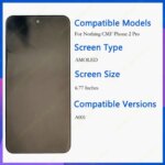 677 AMOLED With Frame Nothing CMF Phone 2 Pro LCD Screen Digitizer A001 OEM Nothing CMF 2 Pro LCD Display Replacement (New)