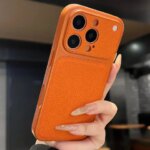 Original Matte Leather Texture Phone Case iPhone 17 16 15 14 13 Pro Max Camera Protection Non-slip Shockproof Bumper Cover (New)
