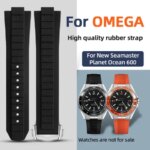 Super Quality FKM Fluororubber Watchband For Omega New Seamaster Planet Ocean 600 42mm217.32 217.30 diving Wristband 21x10mm (New)