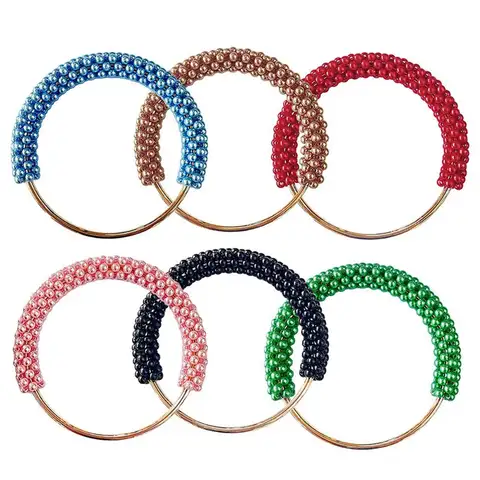 Sca87655c7c4f436396271a3fc825e2b3R_480x480q75 DIY Fashion Exquisite Bag Handle Round Pearl Metal Ring Colorful Beads Braided Bag Accessories Handbag (New) - Image 1