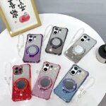Glitter Four-Corner Shockproof Phone Case with Mirror St Beaded Strap Vivo X200 Fe Y05 Y11D 4G Back Cover Case (New)