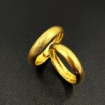 18k Yellow Gold Smooth Matte Ring for Couple Women Men Vintage Wedding Engagement Birthday Fine Jewelry Match Couple Ring Gifts (New)