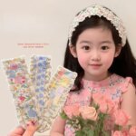 Wide Edge Fringe Sticker Headband Small Floral Velcro Hair Band for Little Girls Kids Baby Non Slip Breathable Soft Daily Use (New)