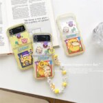 Pikachu Ditto Psyduck suitable for Samsung Galaxy Z Flip3 4 5 6 7 FE silicone anti-fall mobile phone protective case (New)