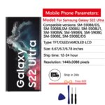 AMOLED Display Samsung Galaxy S22 Ultra 5G LCD Display Touch Screen Assembly Samsung S22 Ultra LCD Display Replacement (New)