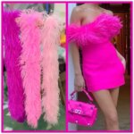 2Meter Pink Red Ostrich Feathers Boa Trim Party Wedding Dress Shawl Clothes Sewing Feathers for Crafts 2-20ply Thick Plumes Boa (New)