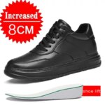 Men Genuine Leather Height Increasing Elevator Shoes Men non-slip BreathableElevator shoes Man Sneakers Comfortable Casual Shoes (New)