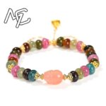 Natural Jade Pixiu Bracelet Beads Bangle Real Jewelry Carved Gemstone Chalcedony Fashion Lucky Charm Gifts for Women Girl (New)