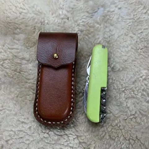 Scf4aaf09b4a14ef2856fc1aadd8c3de9Q_480x480q75 Hand-stitched Knife Case Genuine Leather Scabbard Cover For 91mm Knife Folding Shell Storage Case Protection Shell (New) - Image 1