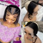 13X4 Transparent Lace Frontal Straight Short Wig with Braids 14Inches Natural Burmese Remy Hair Lace Frontal Wig for Women (New)