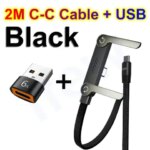 Foldable Charge Cable Usb C Charging Mobile Cable C Flat Charger for iPhone Kickcable Phone Kick Stand Ultra Fast Type C Wire 2M (New)
